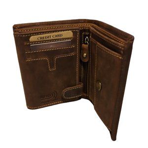 Men's Leather Wallet with Coin Pocket, Free Personalized Leather Wallet for Him,